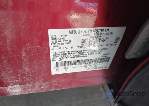 2015 Ford Edge Sel from USA, damaged, VIN 2FMTK4J81FBB48762